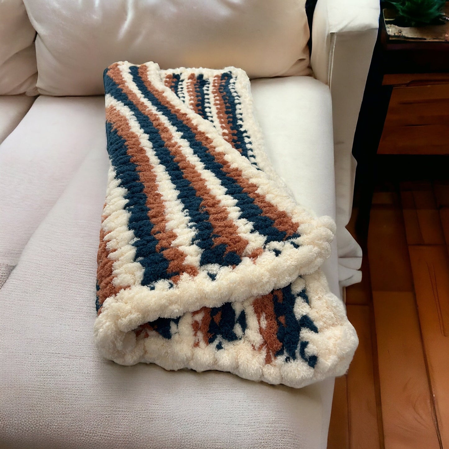 Baby Chunky Knit Blanket -  Blue - Ready to Ship
